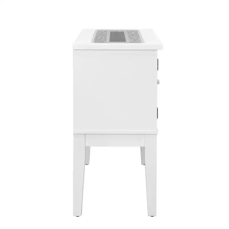 Mobile da cucina e sala da pranzo da 48" in bianco lucido con maniglie effetto cristallo