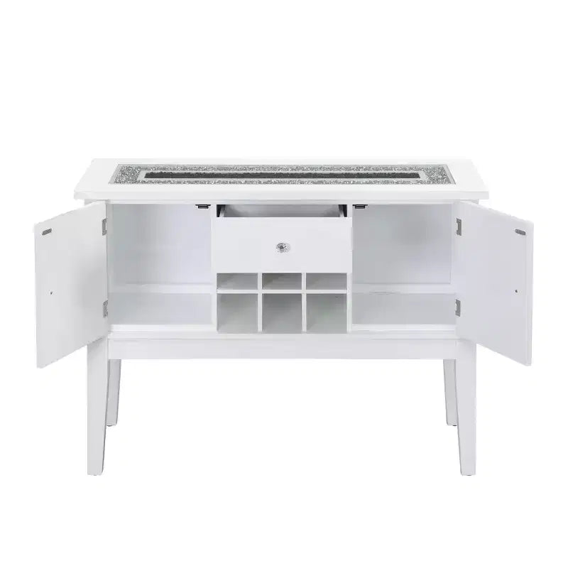 Mobile da cucina e sala da pranzo da 48" in bianco lucido con maniglie effetto cristallo