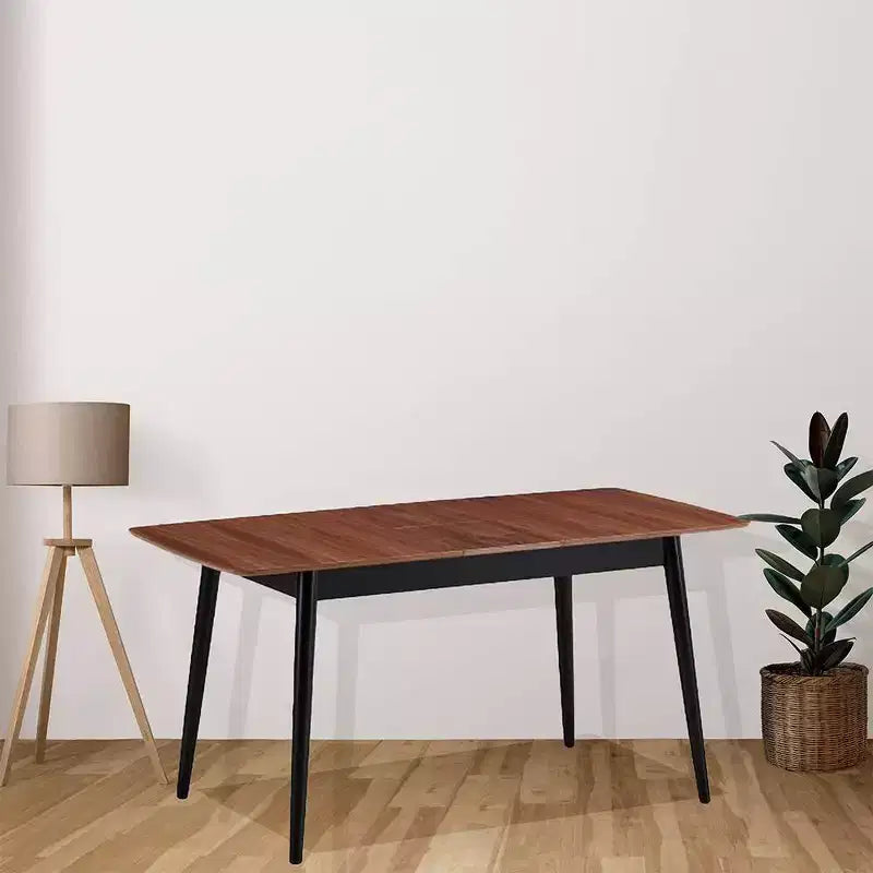 Tavolo da Pranzo Allungabile da 160 cm con Finitura Naturale e Nera