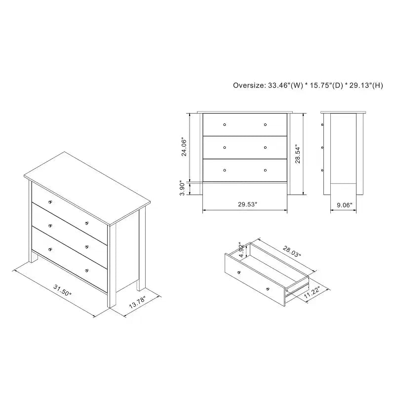 Comò a 3 cassetti con finitura effetto marmo bianco