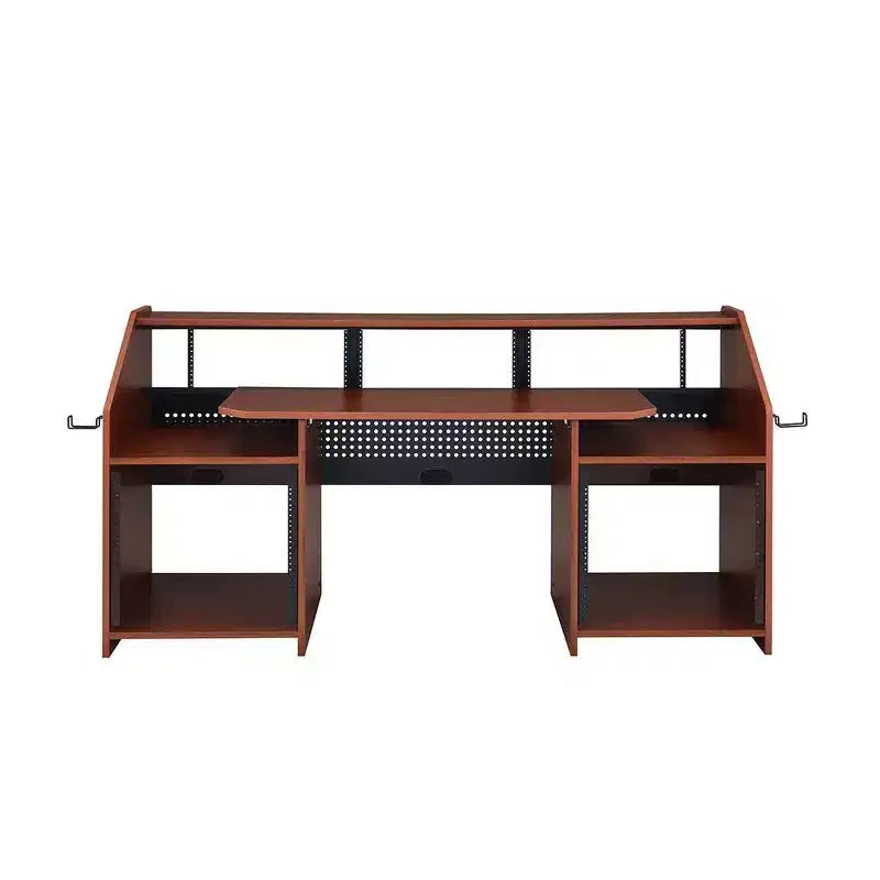 Annette 71" Decorative Bookshelf Natural and Black - Acme Furniture: Metal Frame, Wood Composite Surface, Open Storage Shelf