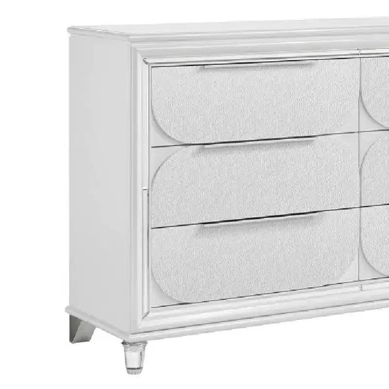 Comò a 5 cassetti da 64" con finitura bianco perla