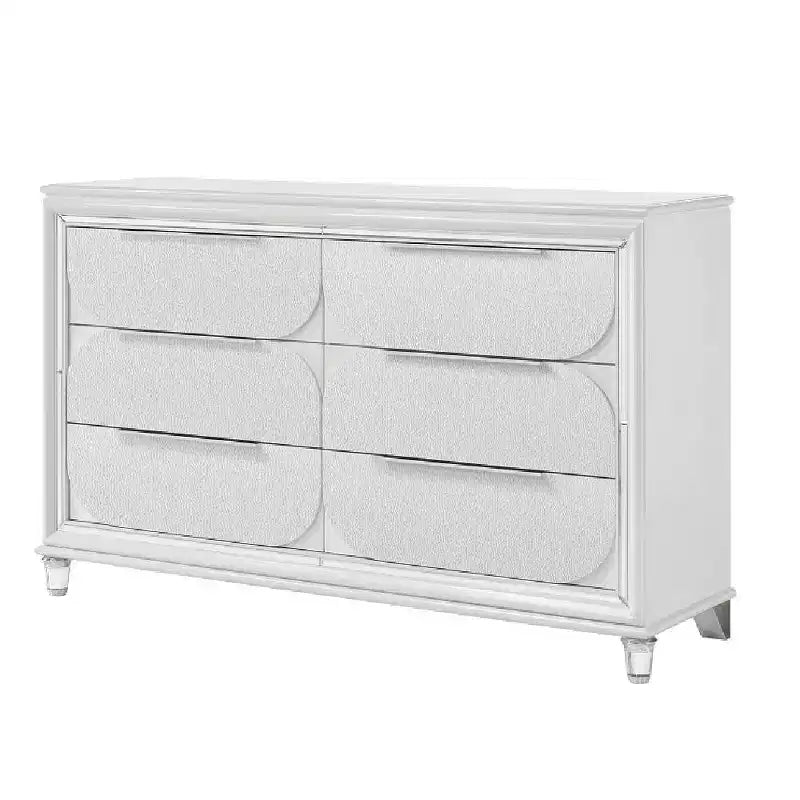 Comò a 5 cassetti da 64" con finitura bianco perla