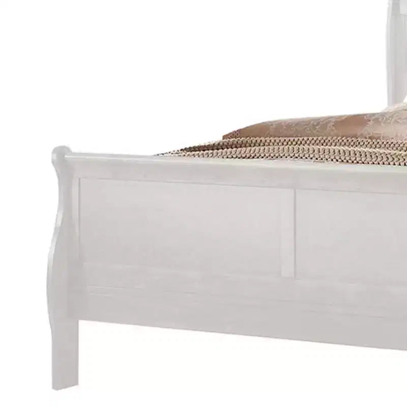 Letto singolo a slitta con testiera in similpelle e struttura impiallacciata