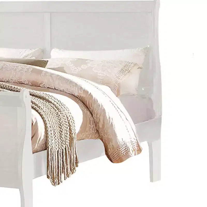 Letto singolo a slitta con testiera in similpelle e struttura impiallacciata