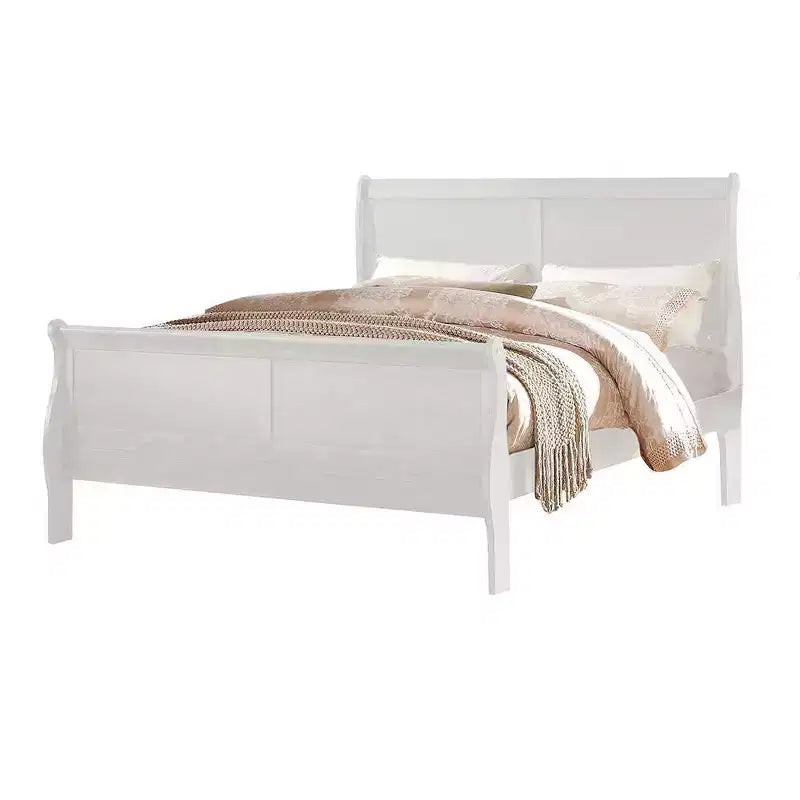 Letto singolo a slitta con testiera in similpelle e struttura impiallacciata