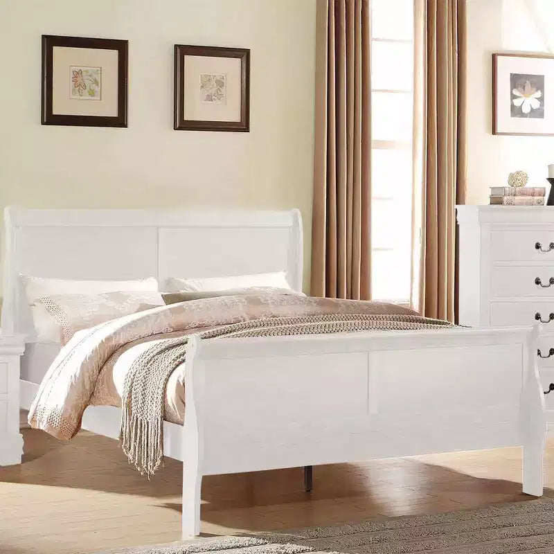 Letto singolo a slitta con testiera in similpelle e struttura impiallacciata