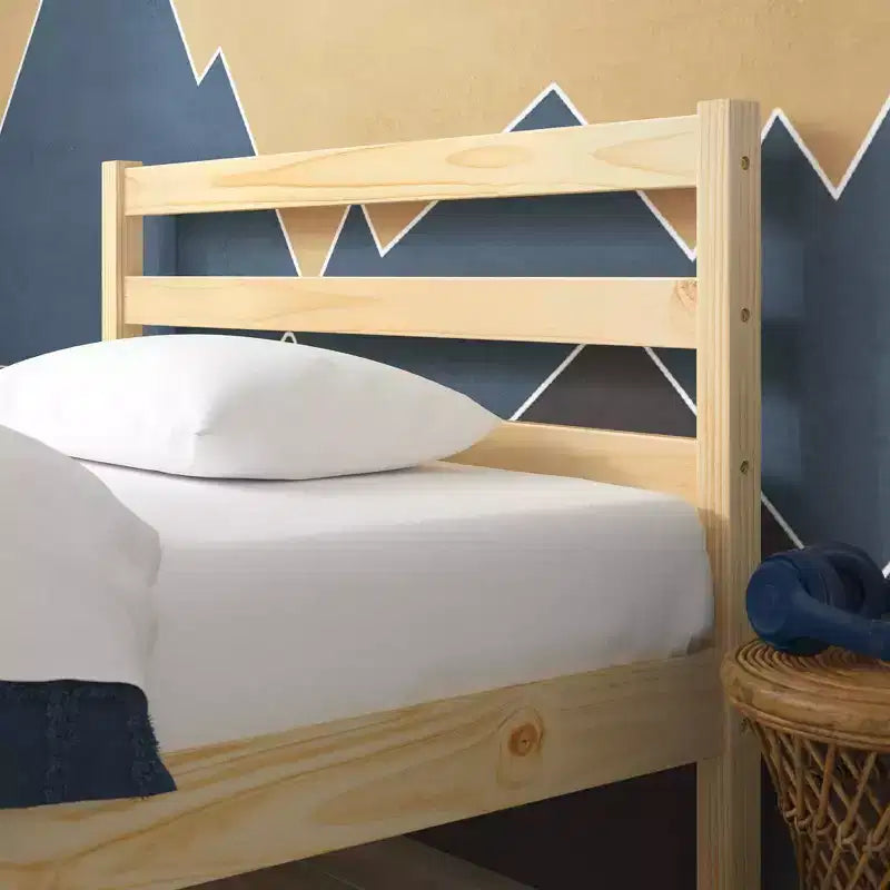 Struttura letto a piattaforma in legno con testiera naturale -