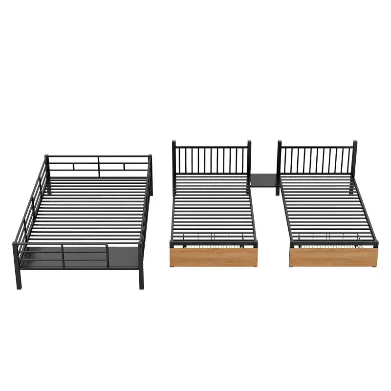 Letto a castello triplo Full su Twin-Twin con cassetti e scala