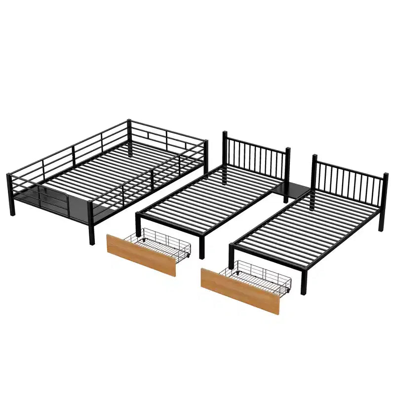 Letto a castello triplo Full su Twin-Twin con cassetti e scala