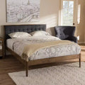 Letto a piattaforma trapuntato medio grigio -