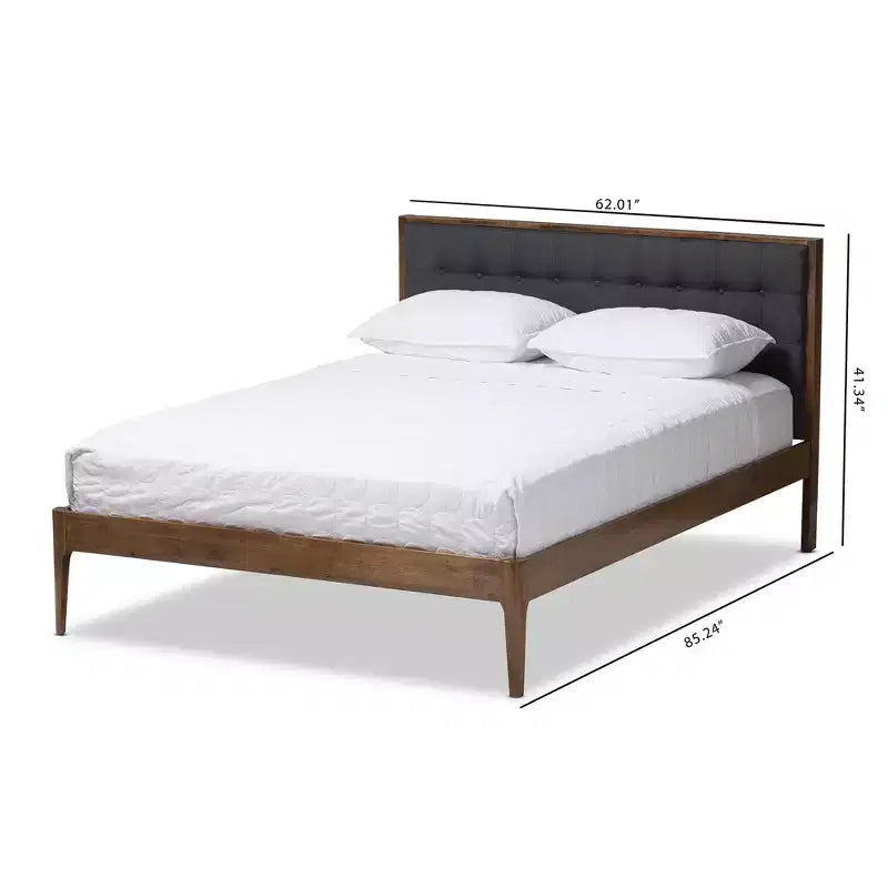 Letto a piattaforma trapuntato medio grigio -