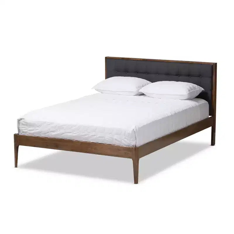 Letto a piattaforma trapuntato medio grigio -