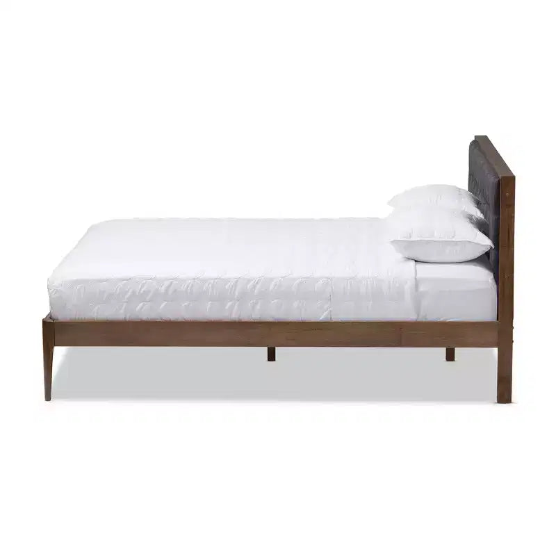 Letto a piattaforma trapuntato medio grigio -