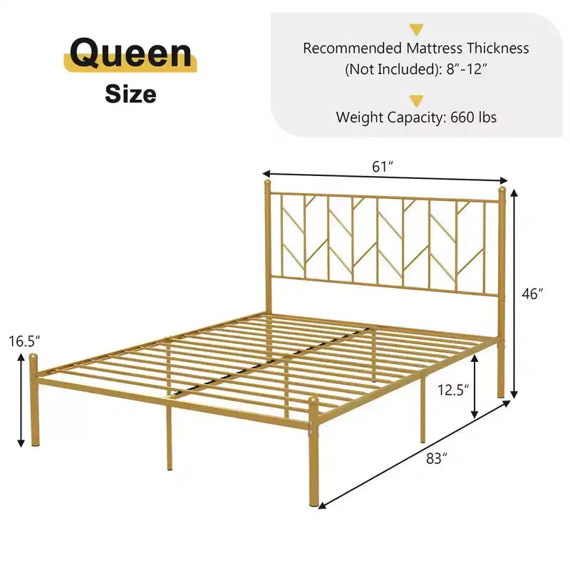 Struttura letto a piattaforma in metallo dorato con testiera vintage a forma di ramo