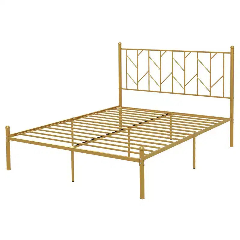 Struttura letto a piattaforma in metallo dorato con testiera vintage a forma di ramo