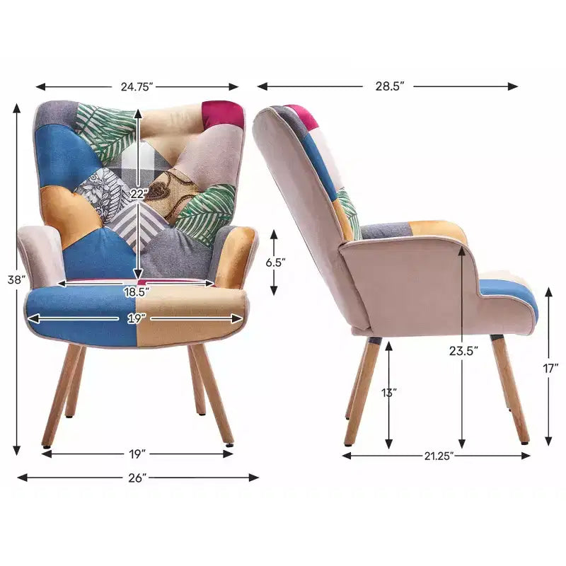 Poltrona a pozzetto con rivestimento in poliestere e gambe in legno di gomma
