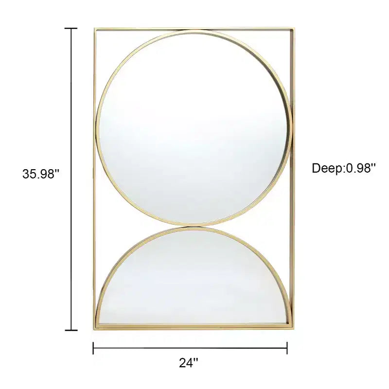 Specchio da Parete Moderno in Metallo con Cornice a Clessidra Dorata