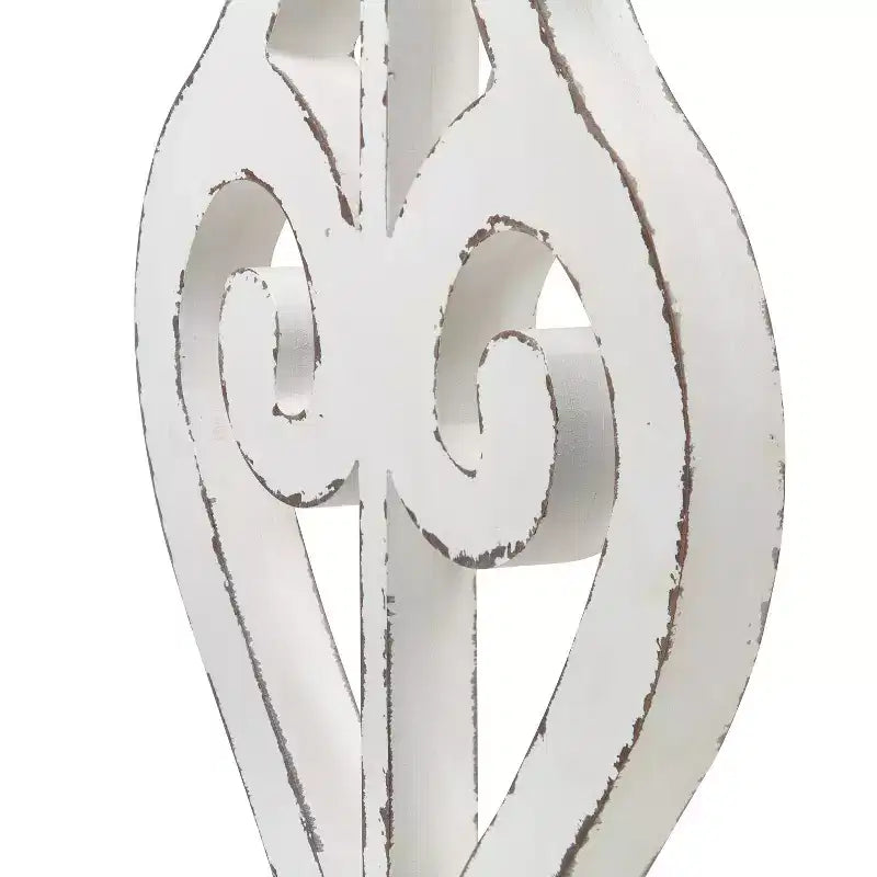 Scrivania rustica in legno massello con gambe curve sbiancate