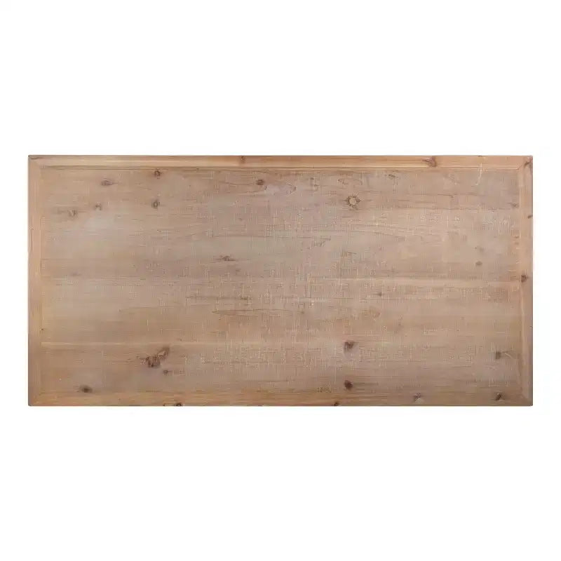 Scrivania rustica in legno massello con gambe curve sbiancate