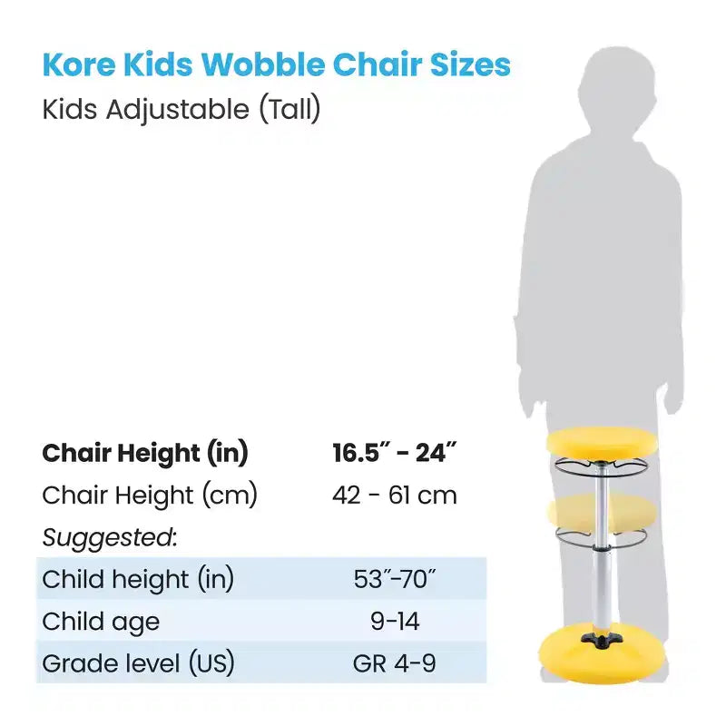 Sedia Regolabile Alta per Bambini da 16,5-24", Gialla