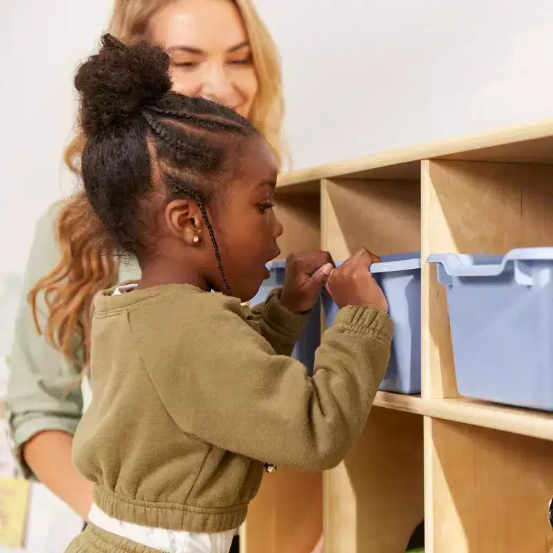 Armadietto guardaroba per bambini a 4 scomparti con ripiani a giorno