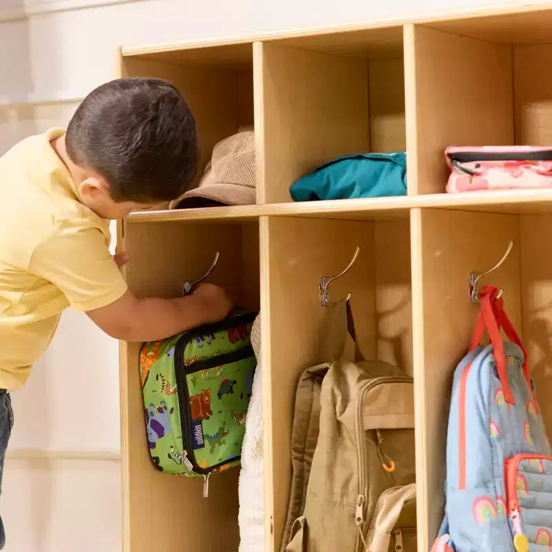Armadietto guardaroba per bambini a 4 scomparti con ripiani a giorno