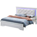 Letto matrimoniale con luci a LED e testiera trapuntata