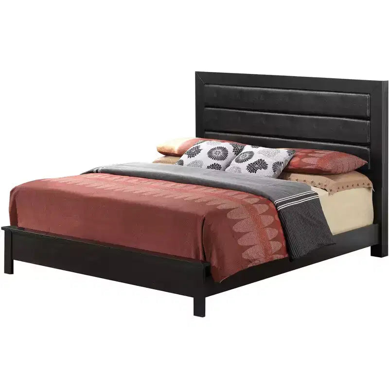Letto king size imbottito con struttura in laminato di legno