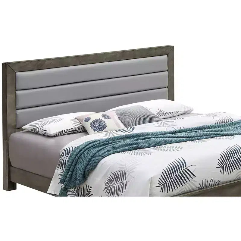 Letto king size imbottito con struttura in laminato di legno
