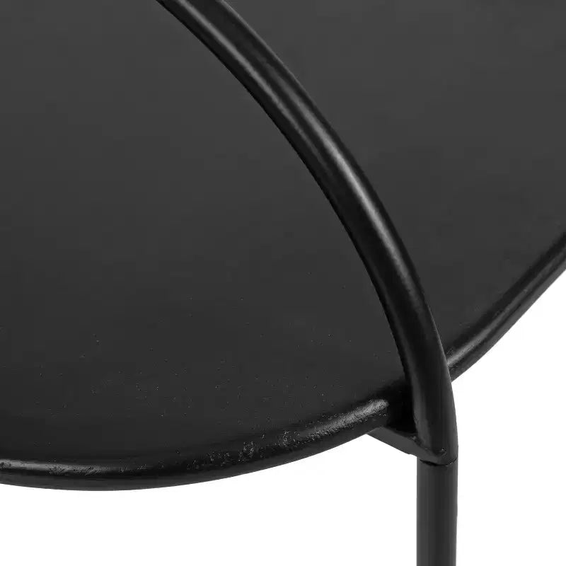 Tavolino a C in legno nero con base in metallo a capsula