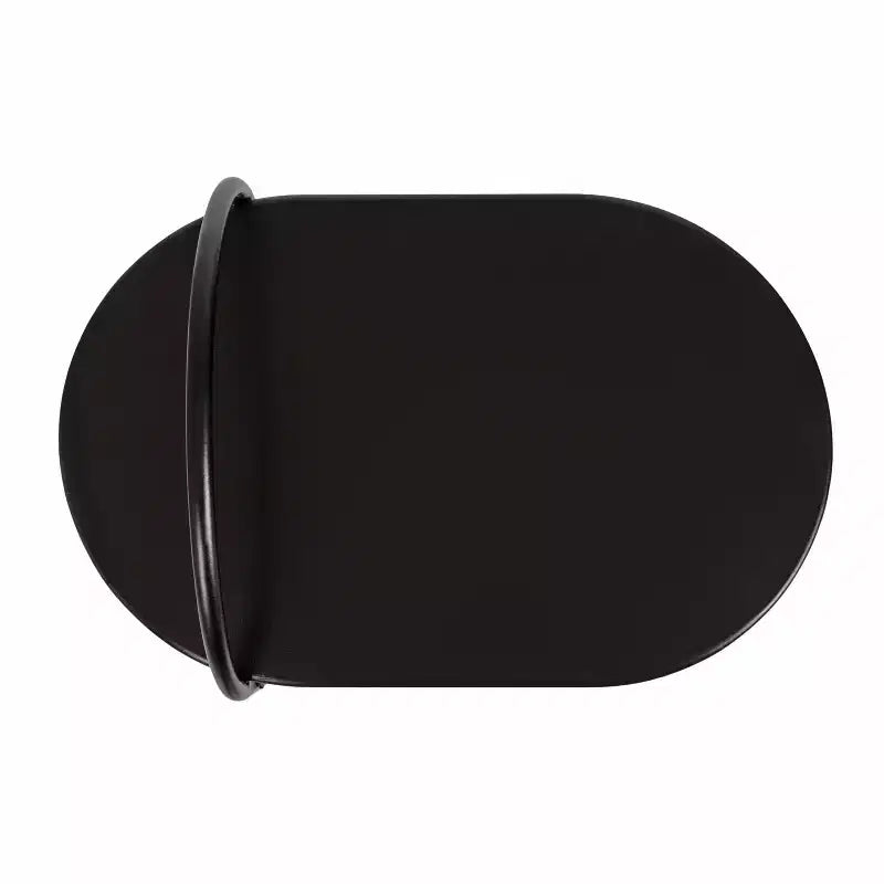 Tavolino a C in legno nero con base in metallo a capsula