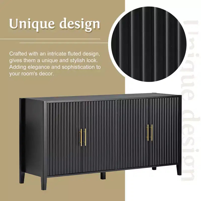 Grande credenza in legno con maniglie in metallo e 4 ante