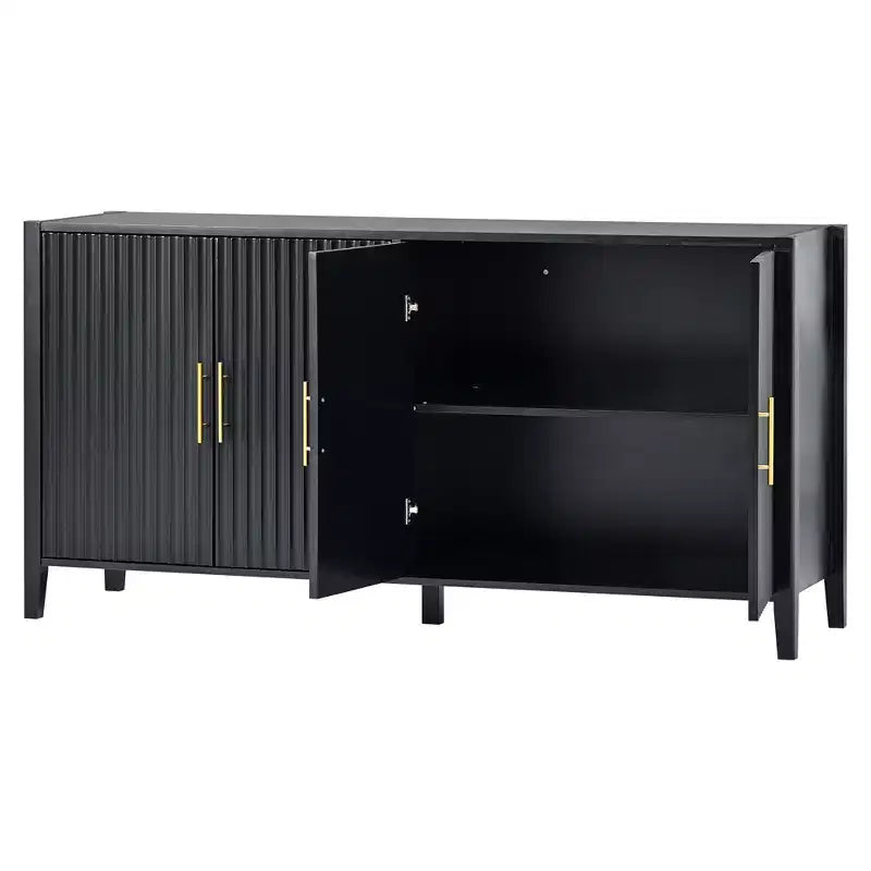 Grande credenza in legno con maniglie in metallo e 4 ante
