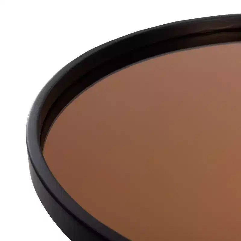 Tavolino rotondo accentato, oro rosa e nero