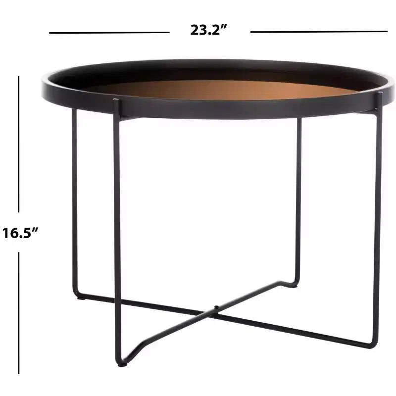Tavolino rotondo accentato, oro rosa e nero