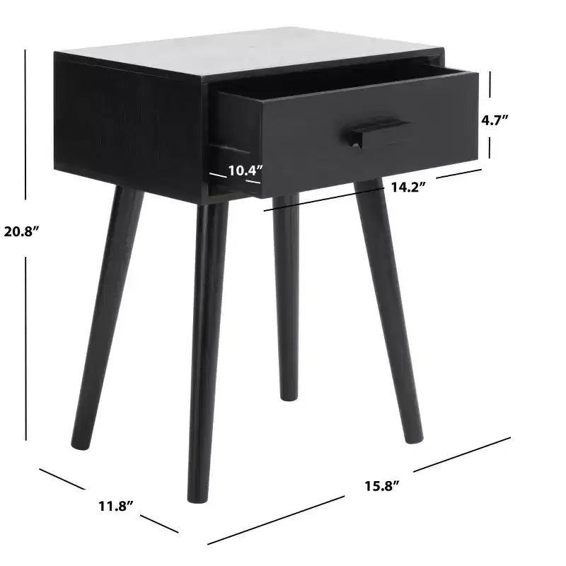 Tavolino con cassetto in pino e MDF bianco vintage