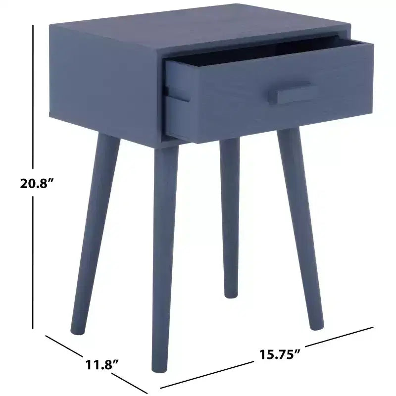 Tavolino con cassetto in pino e MDF bianco vintage