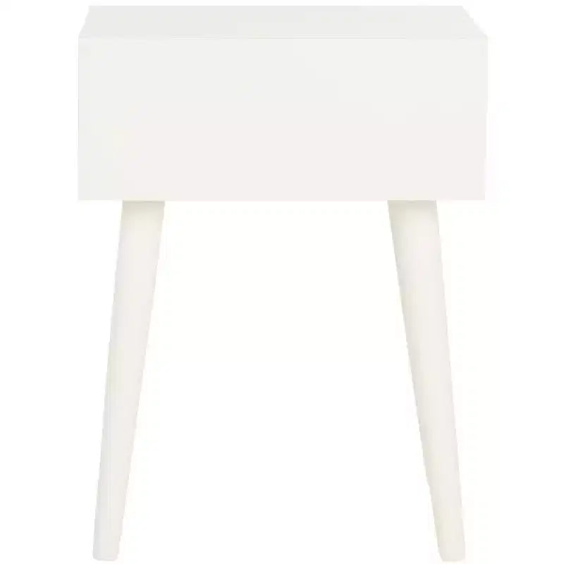 Tavolino con cassetto in pino e MDF bianco vintage