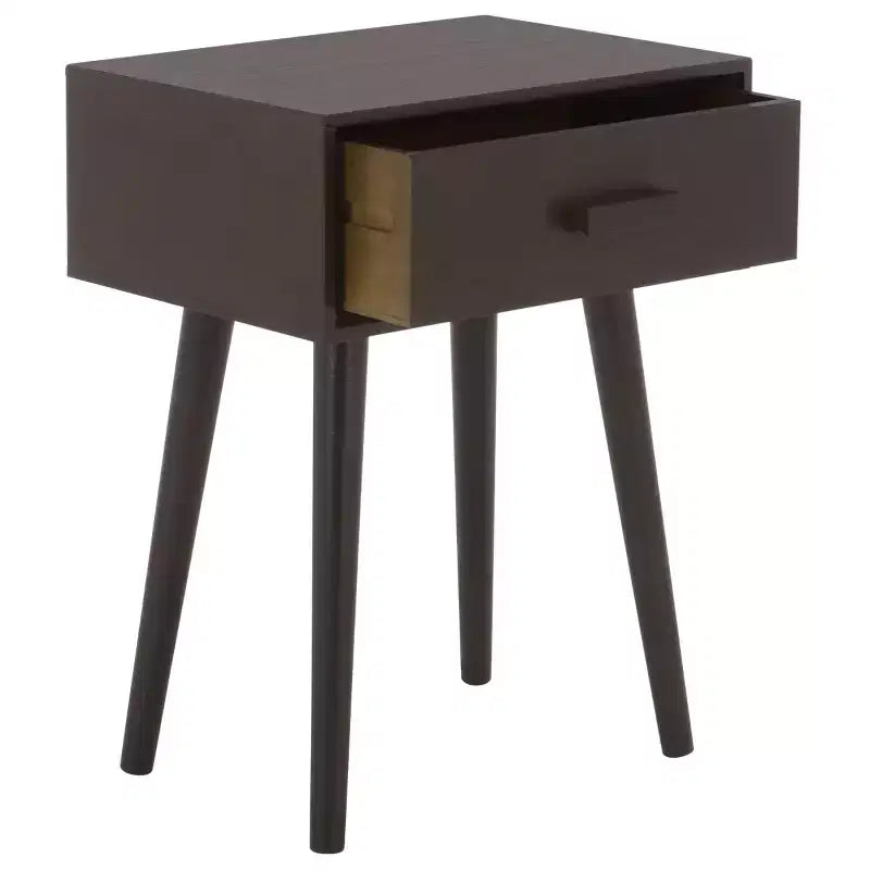 Tavolino con cassetto in pino e MDF bianco vintage