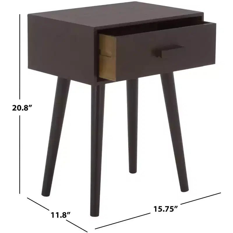 Tavolino con cassetto in pino e MDF bianco vintage