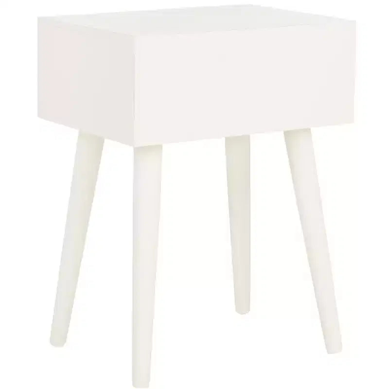 Tavolino con cassetto in pino e MDF bianco vintage