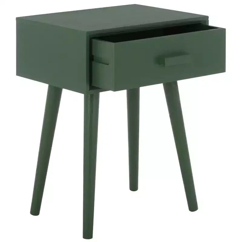 Tavolino con cassetto in pino e MDF bianco vintage
