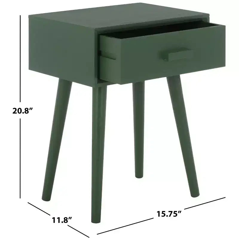 Tavolino con cassetto in pino e MDF bianco vintage