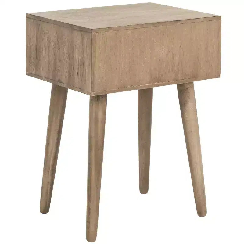 Tavolino con cassetto in pino e MDF bianco vintage