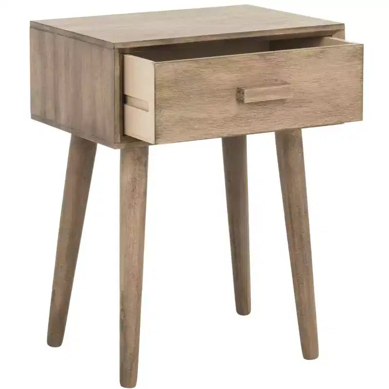 Tavolino con cassetto in pino e MDF bianco vintage