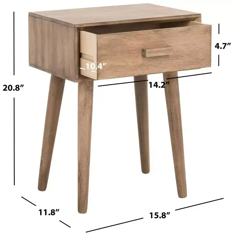 Tavolino con cassetto in pino e MDF bianco vintage