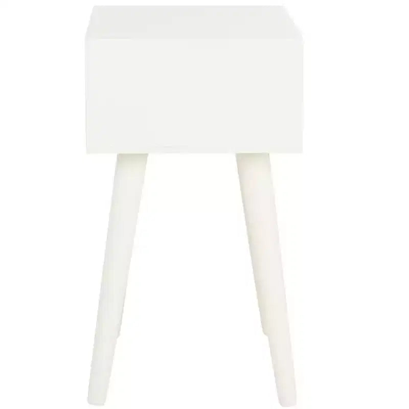 Tavolino con cassetto in pino e MDF bianco vintage