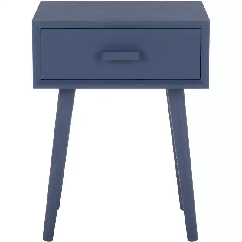 Tavolino con cassetto in pino e MDF bianco vintage