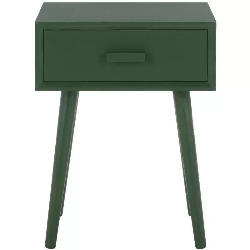 Tavolino con cassetto in pino e MDF bianco vintage